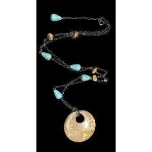 Bohemian Turquoise And Jasper Beaded Pendant Necklace